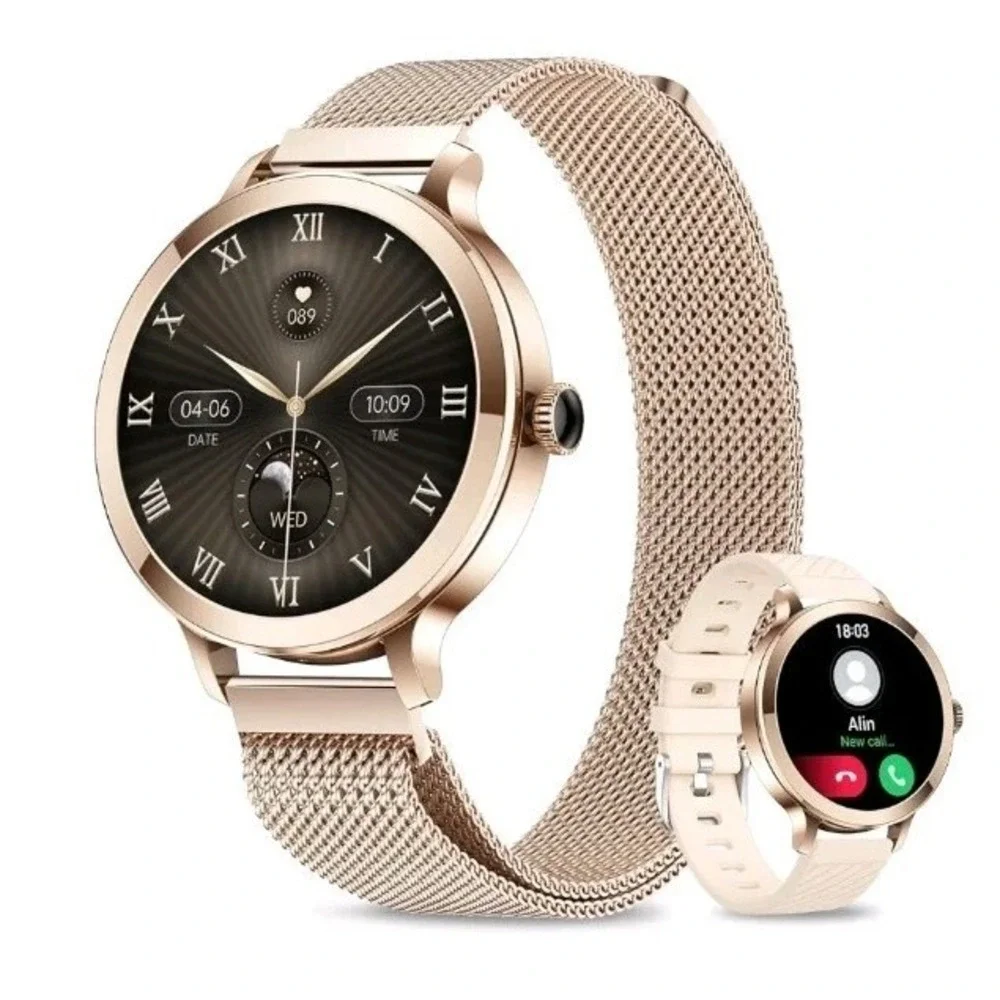 AMOLED Smart Watch Women for Android & iPhone, Fitness Watch with Bluetooth Call